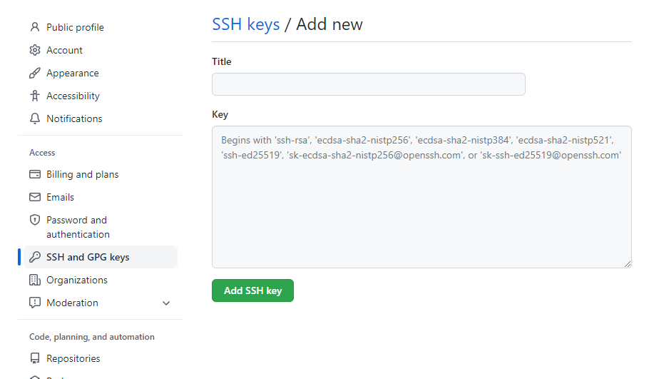 SSHキーを追加